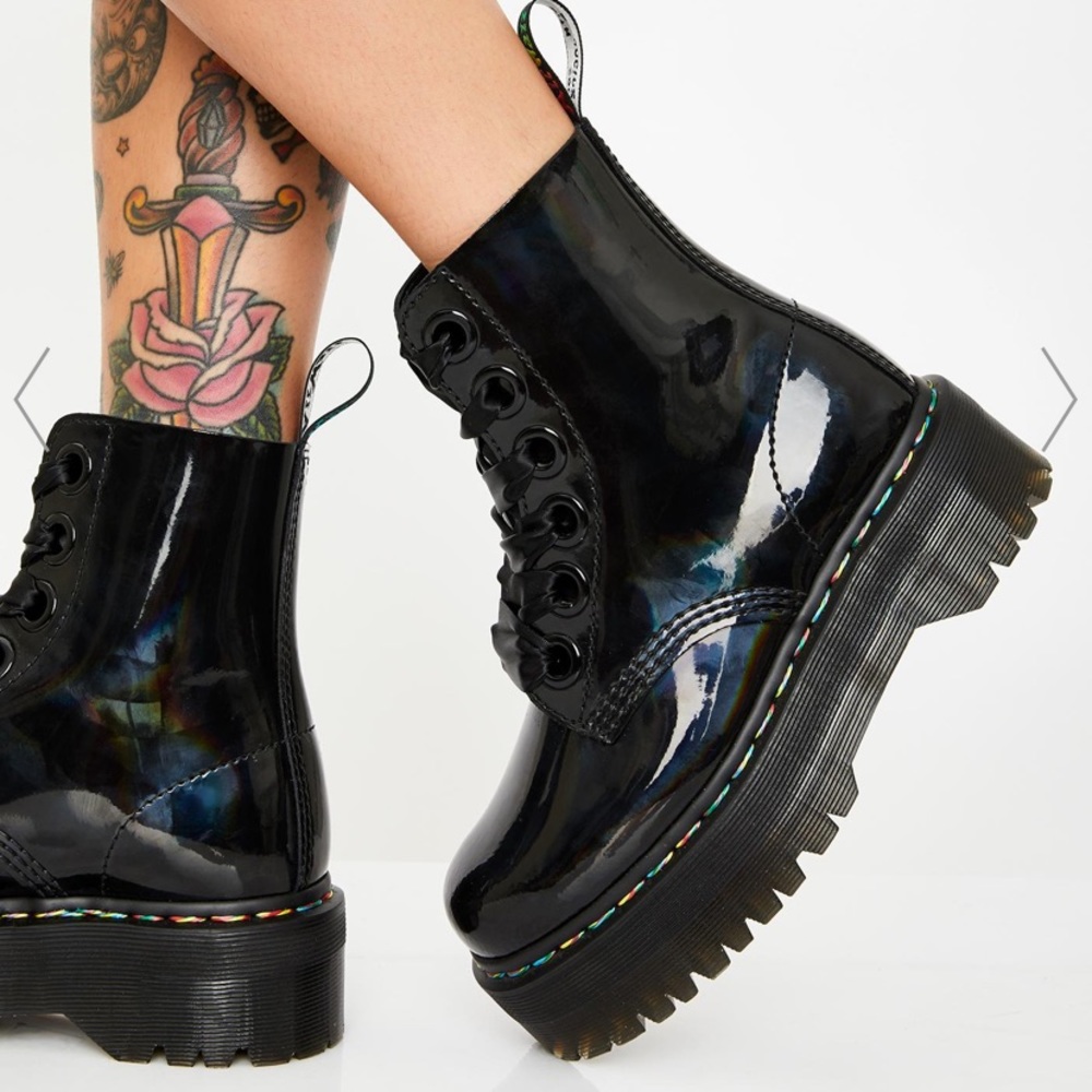 Dr Martens Molly Rainbow Patent Boots
